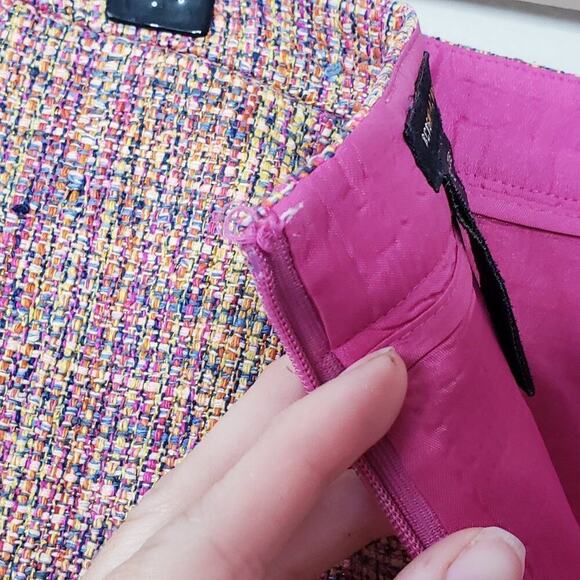 BCBGMAXAZRIA Tweed Silk & Metallic Blend Skirt Barbie Style Business/Career SZ 4 - Picture 6 of 8